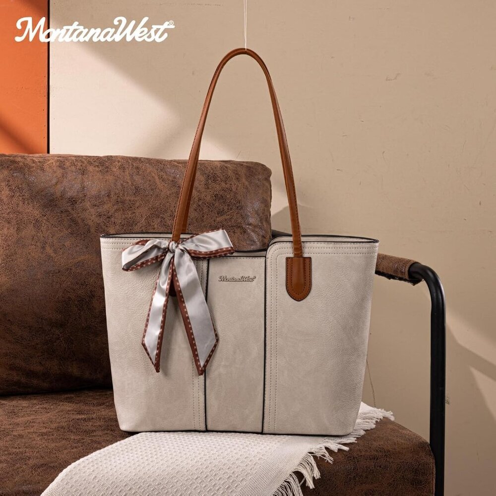 Women Ivory Beige Imported Vegan Leather Medium Top Handle Satchel Tote Bags - Picture 6 of 6